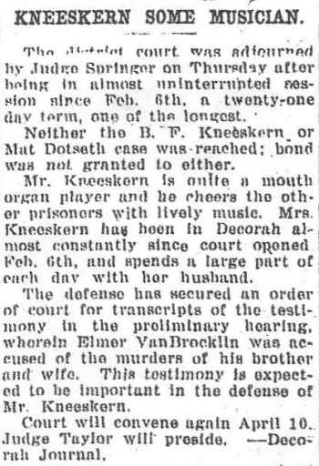 Van Brocklin Murder Postville Herald, Postville, Iowa Thursday Mar. 16, 1922